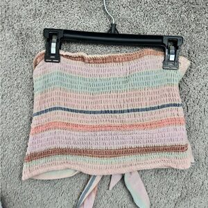 American Eagle Pastel Striped Strapless Crop Top